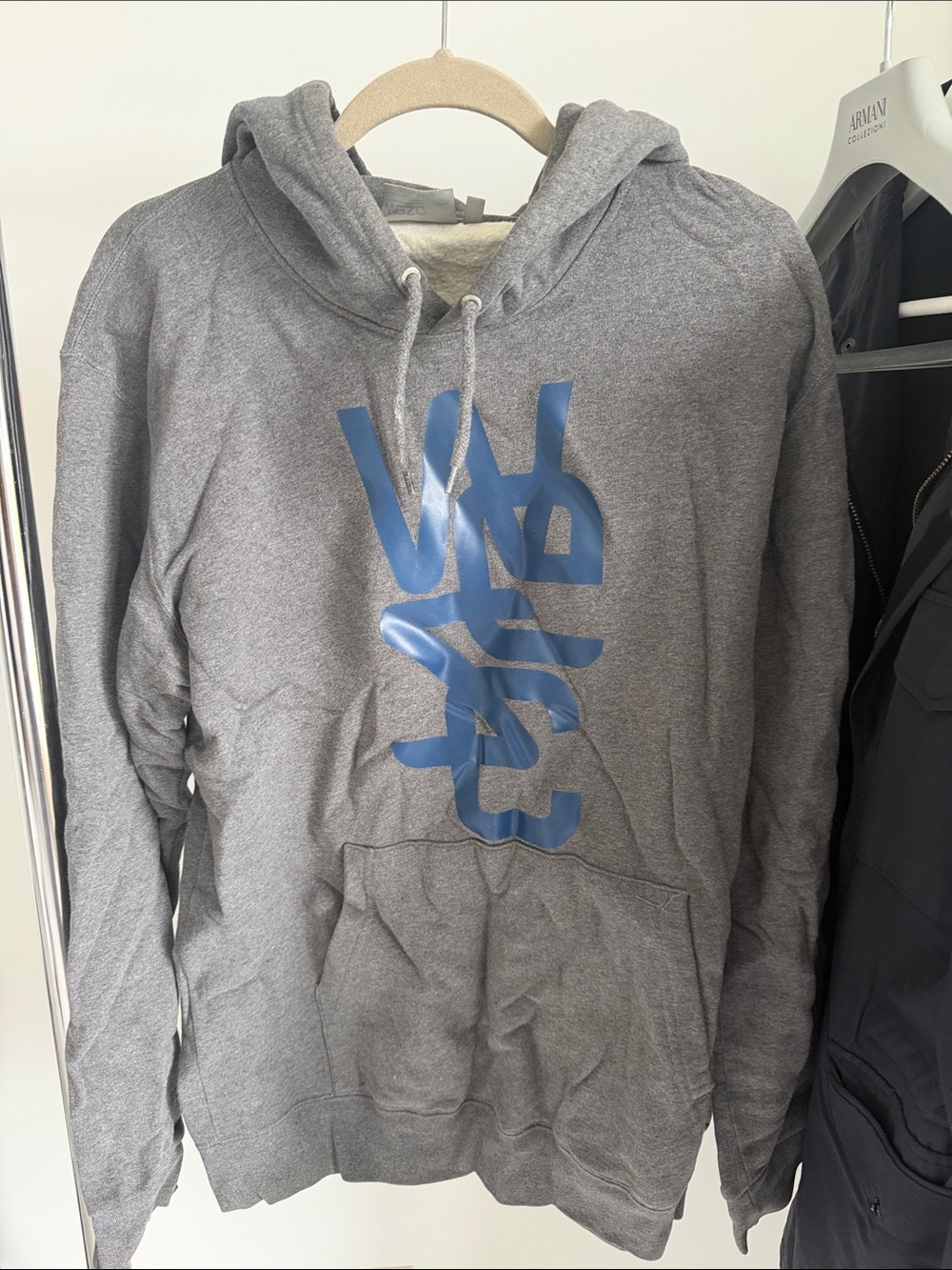 Wesc Gray Hoodie with Blue Logo Print